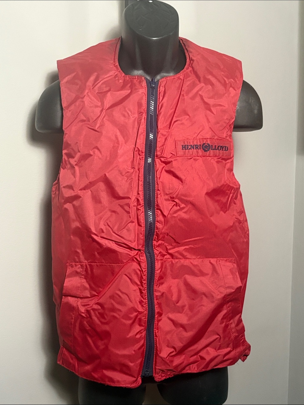 Henri Lloyd XS VINTAGE Red Technical Vest with Navy Zip